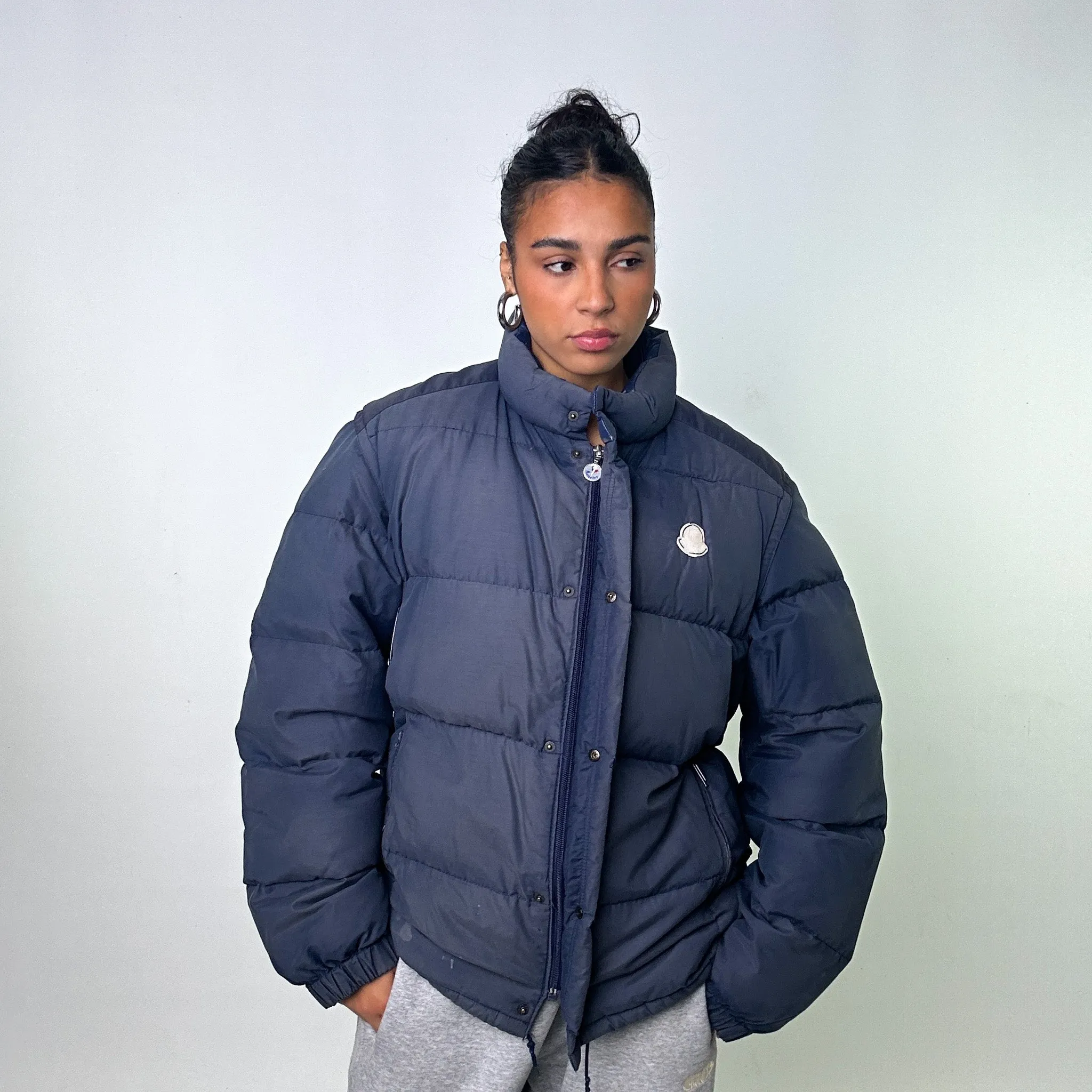 Navy Blue 80s Moncler Grenoble Puffer Jacket Coat (XL)