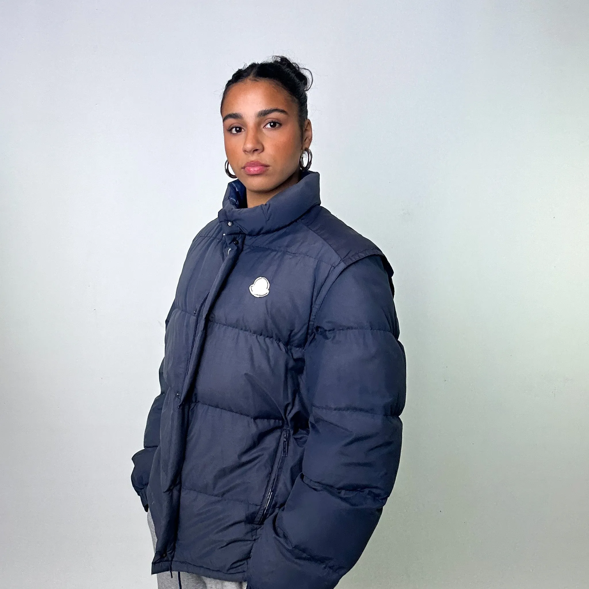 Navy Blue 80s Moncler Grenoble Puffer Jacket Coat (XL)