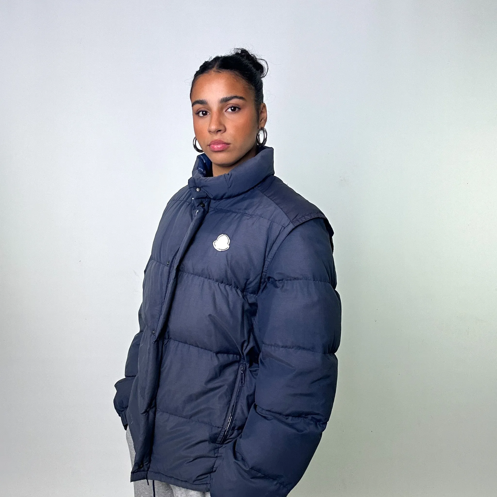 Navy Blue 80s Moncler Grenoble Puffer Jacket Coat (XL)