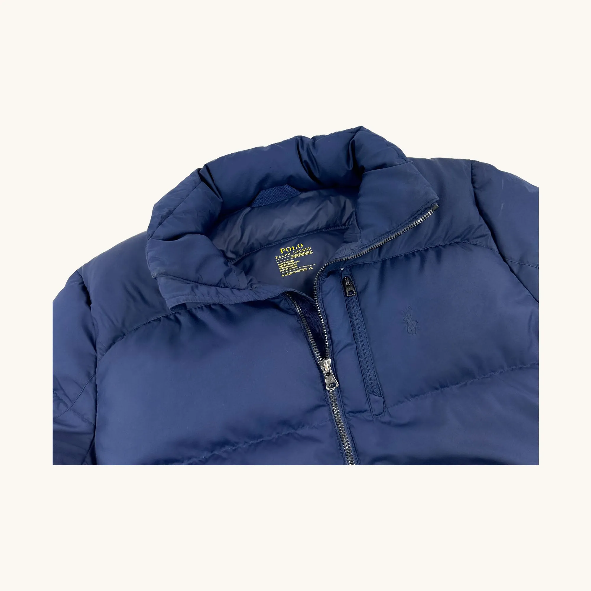 Navy Blue y2ks Polo Ralph Lauren Puffer Jacket Coat (S)