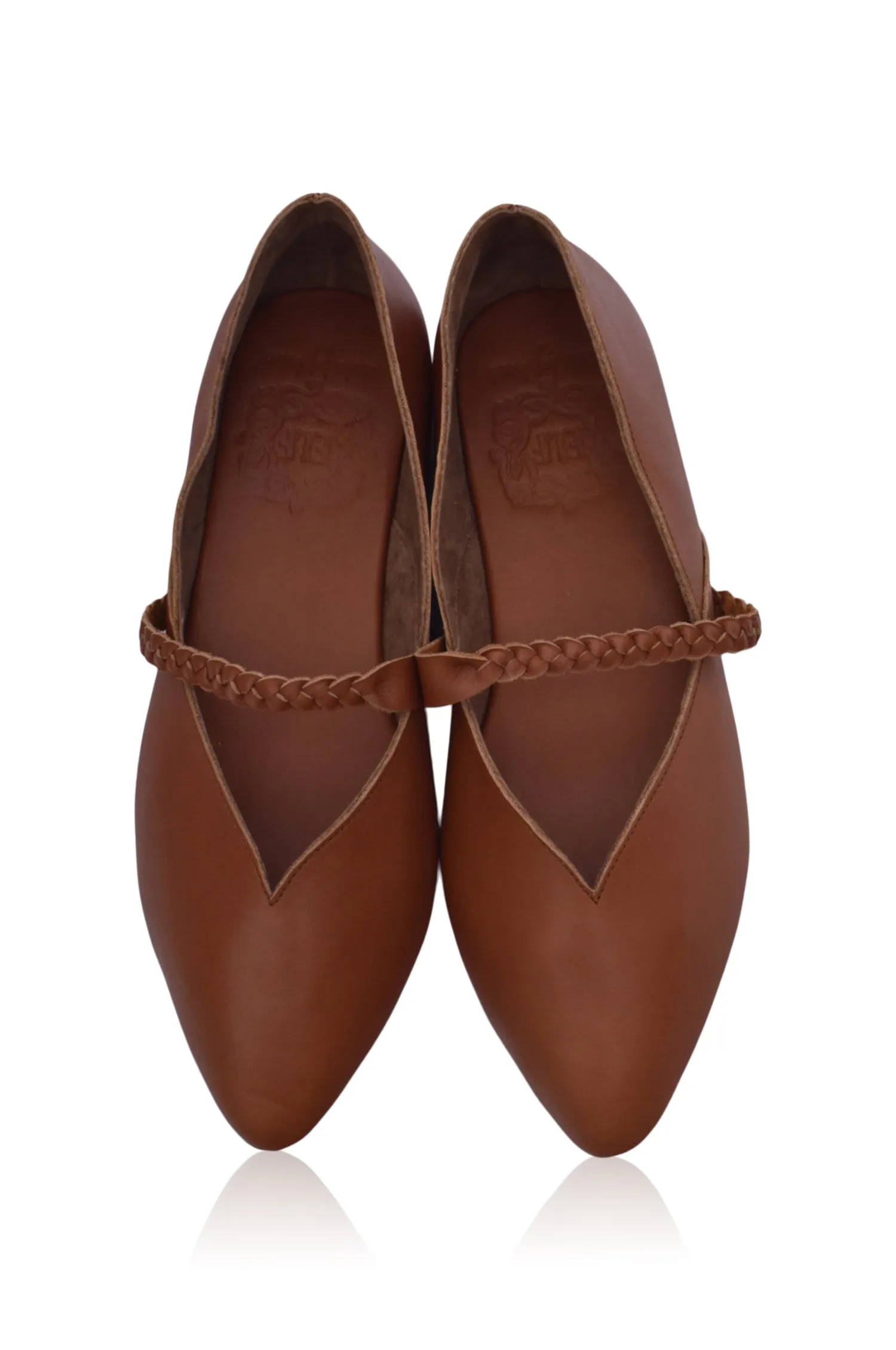 New Love Leather Ballet Flats in Vintage Camel