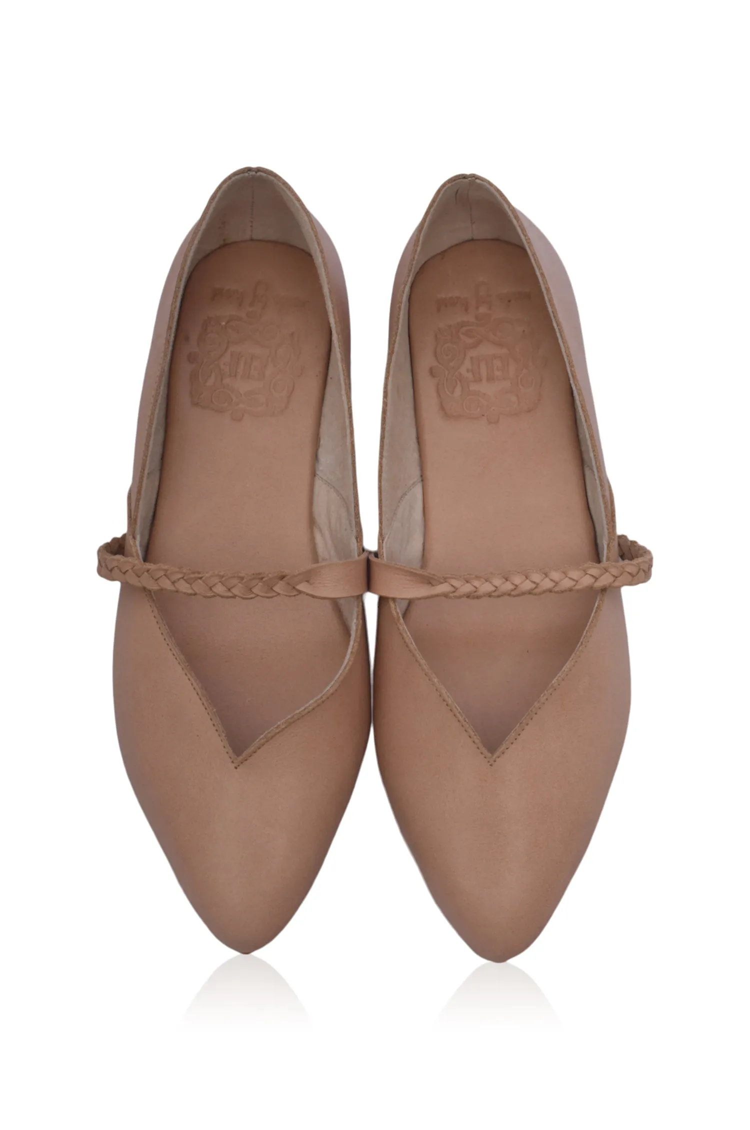 New Love Leather Ballet Flats in Vintage Camel