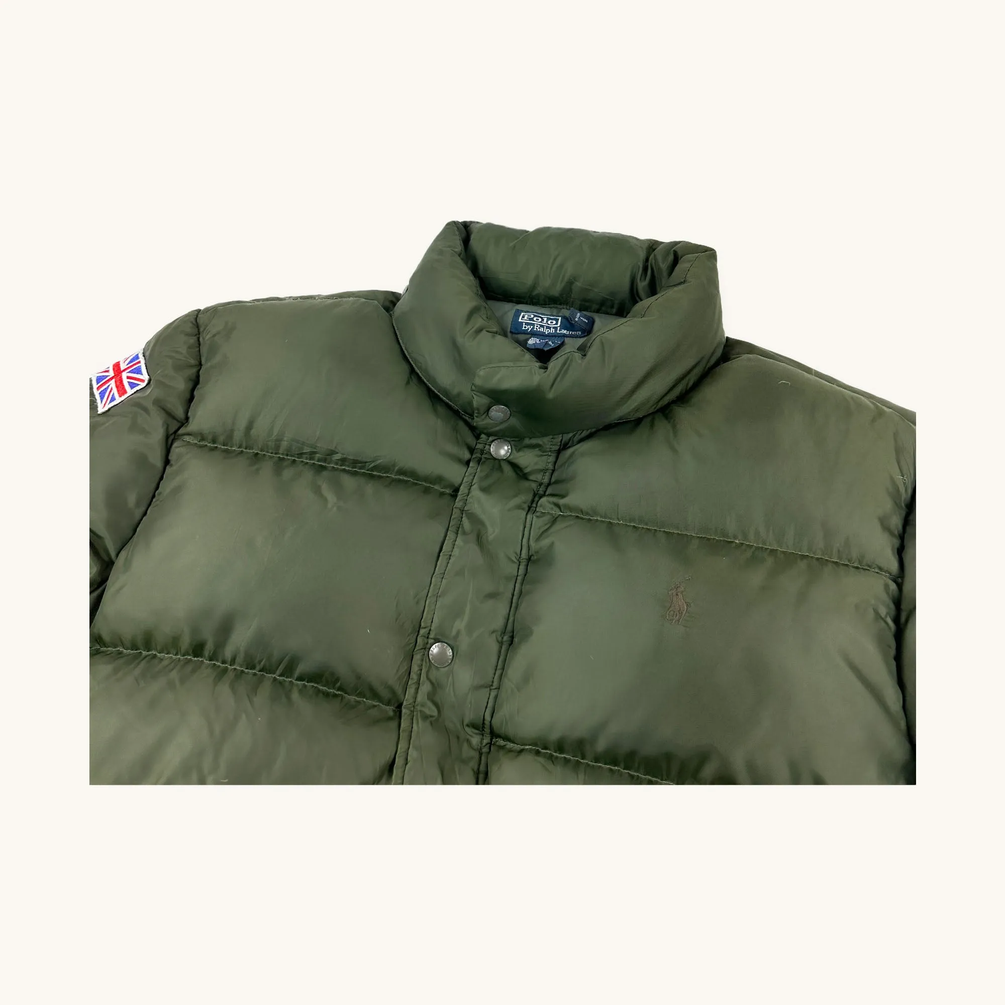 Olive Green 90s Polo Ralph Lauren Puffer Jacket Coat (XL)