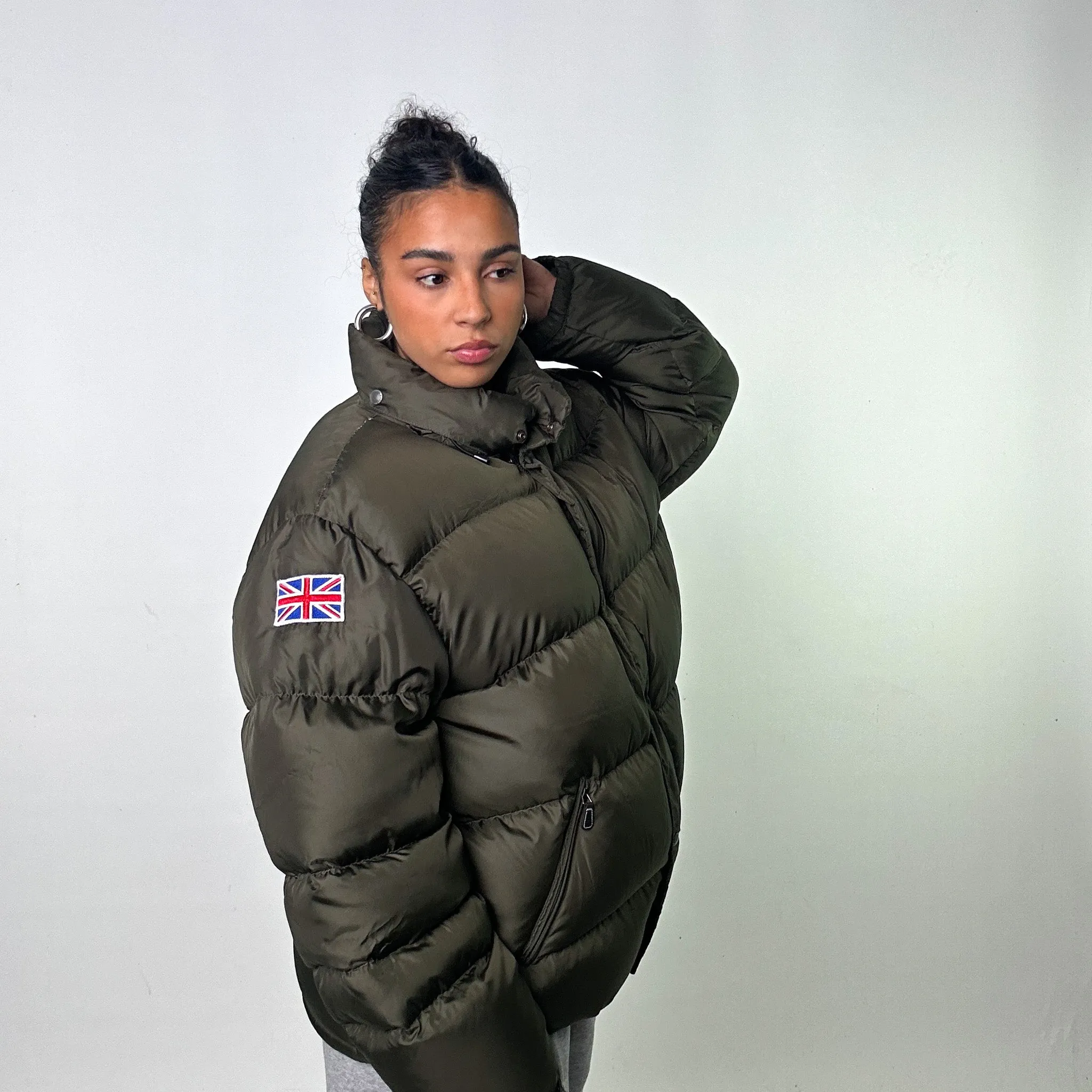 Olive Green 90s Polo Ralph Lauren Puffer Jacket Coat (XL)