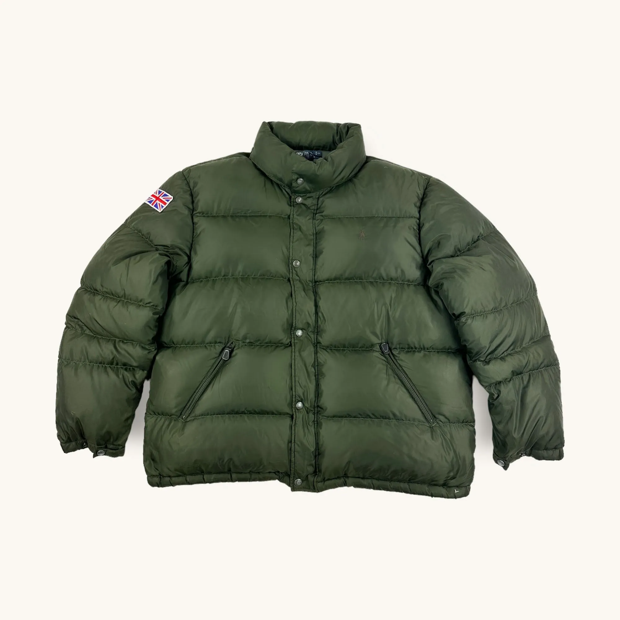 Olive Green 90s Polo Ralph Lauren Puffer Jacket Coat (XL)