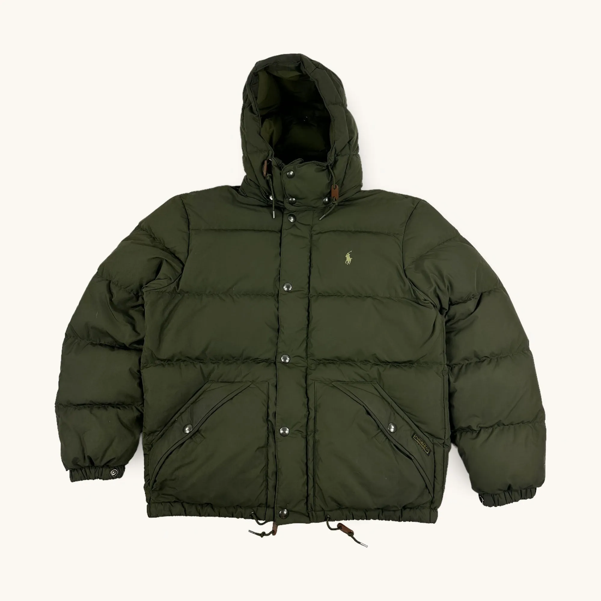 Olive Green y2ks Polo Ralph Lauren Puffer Jacket Coat (M)