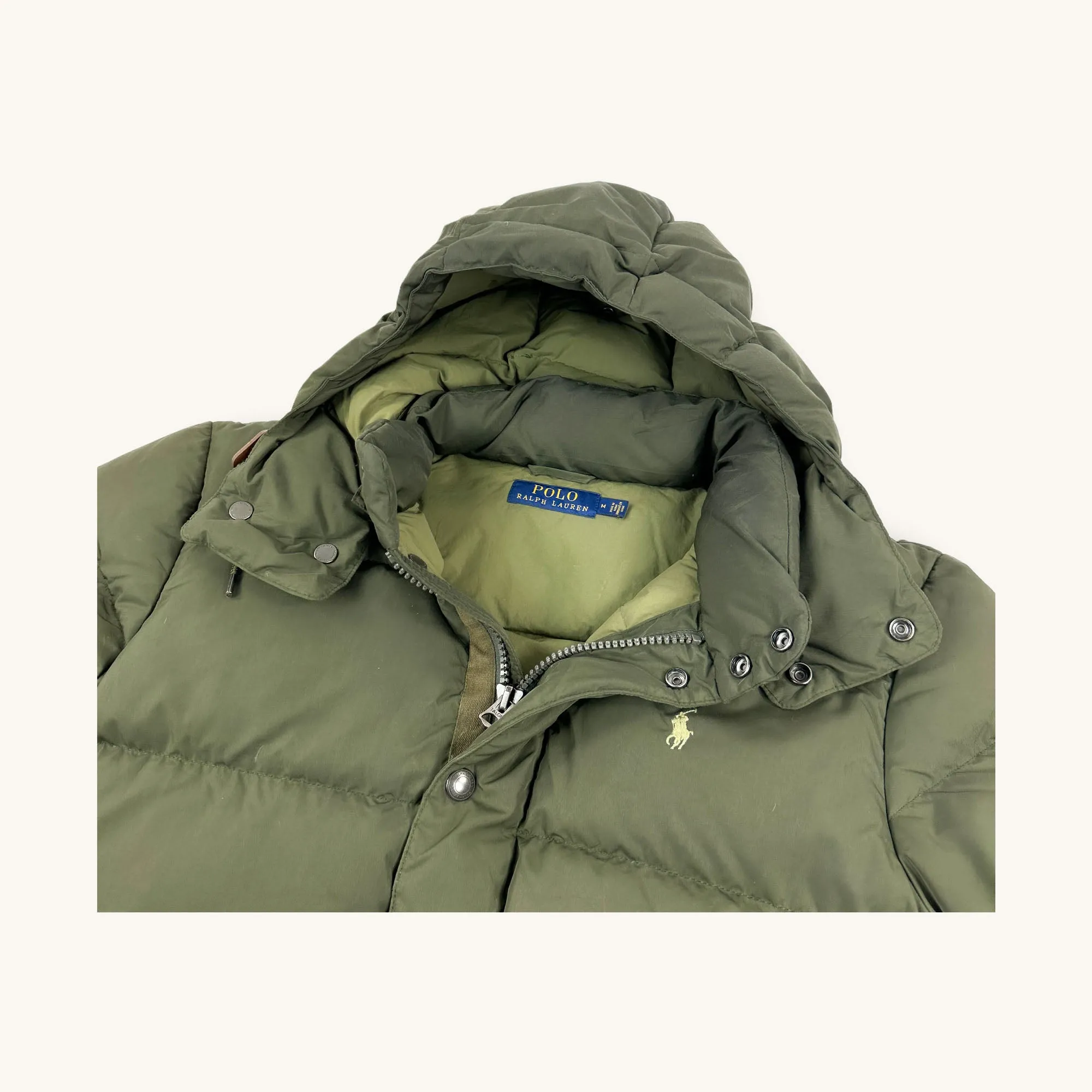 Olive Green y2ks Polo Ralph Lauren Puffer Jacket Coat (M)