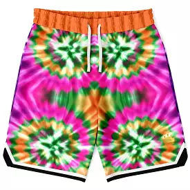 Orange Starburst Unisex Basketball Shorts