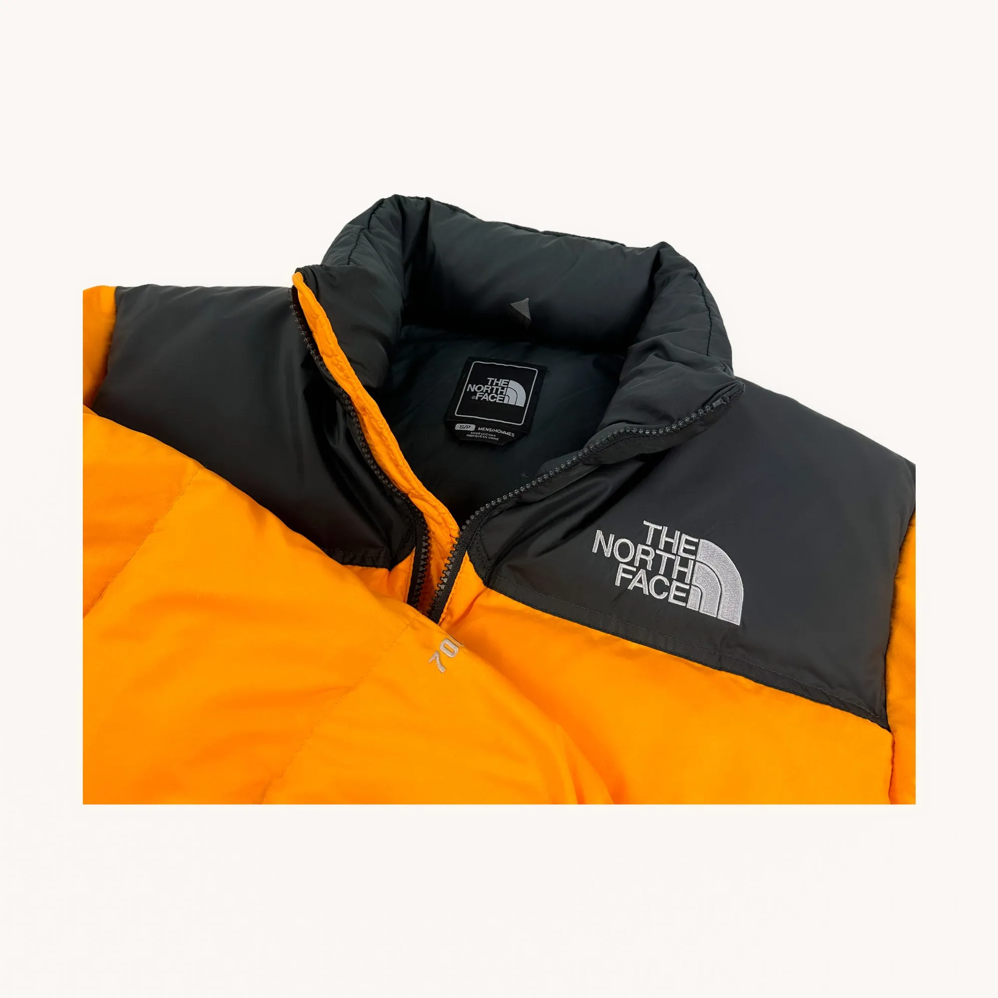 Orange Yellow Black The North Face Nuptse 700 Puffer Jacket Coat (S)