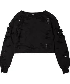 OTHER UK Women's Black Shredded Sweatshirt