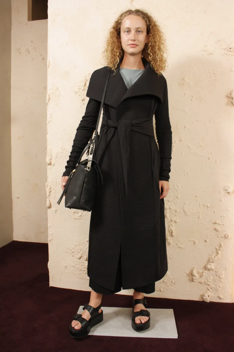 Padded Long Wrap Coat