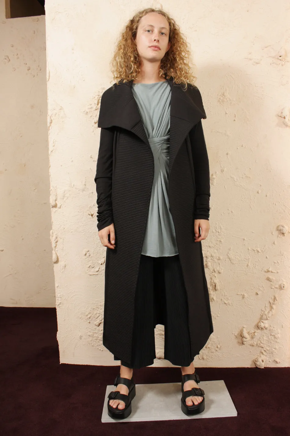 Padded Long Wrap Coat