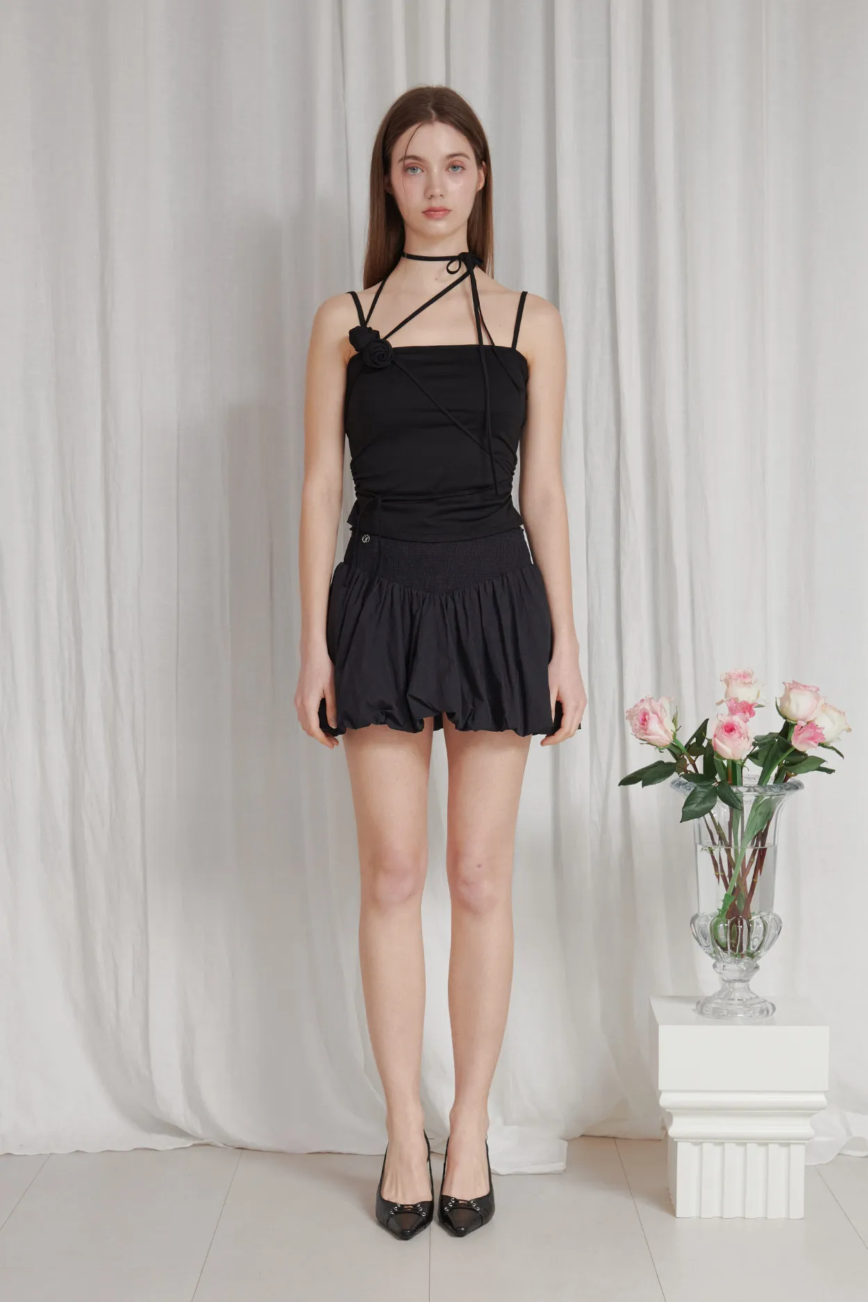 PAIN OR PLEASURE  |★PAIN OR PLEASURE★ ROSE CORSAGE SLEEVELESS - black