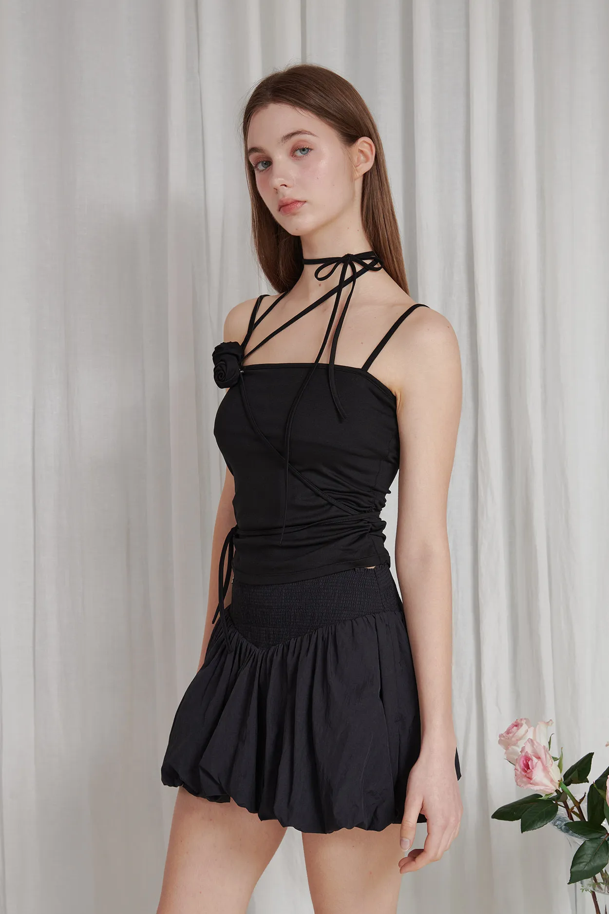 PAIN OR PLEASURE  |★PAIN OR PLEASURE★ ROSE CORSAGE SLEEVELESS - black