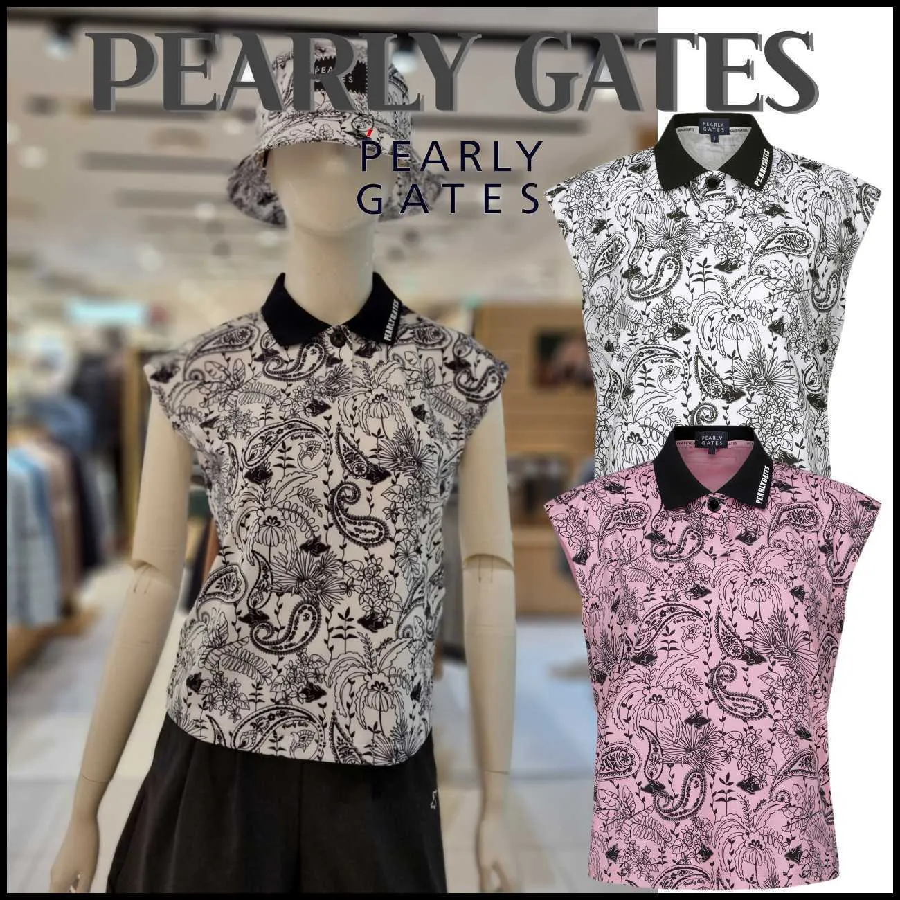 PEARLY GATES  |Flower Patterns Blended Fabrics Sleeveless Logo