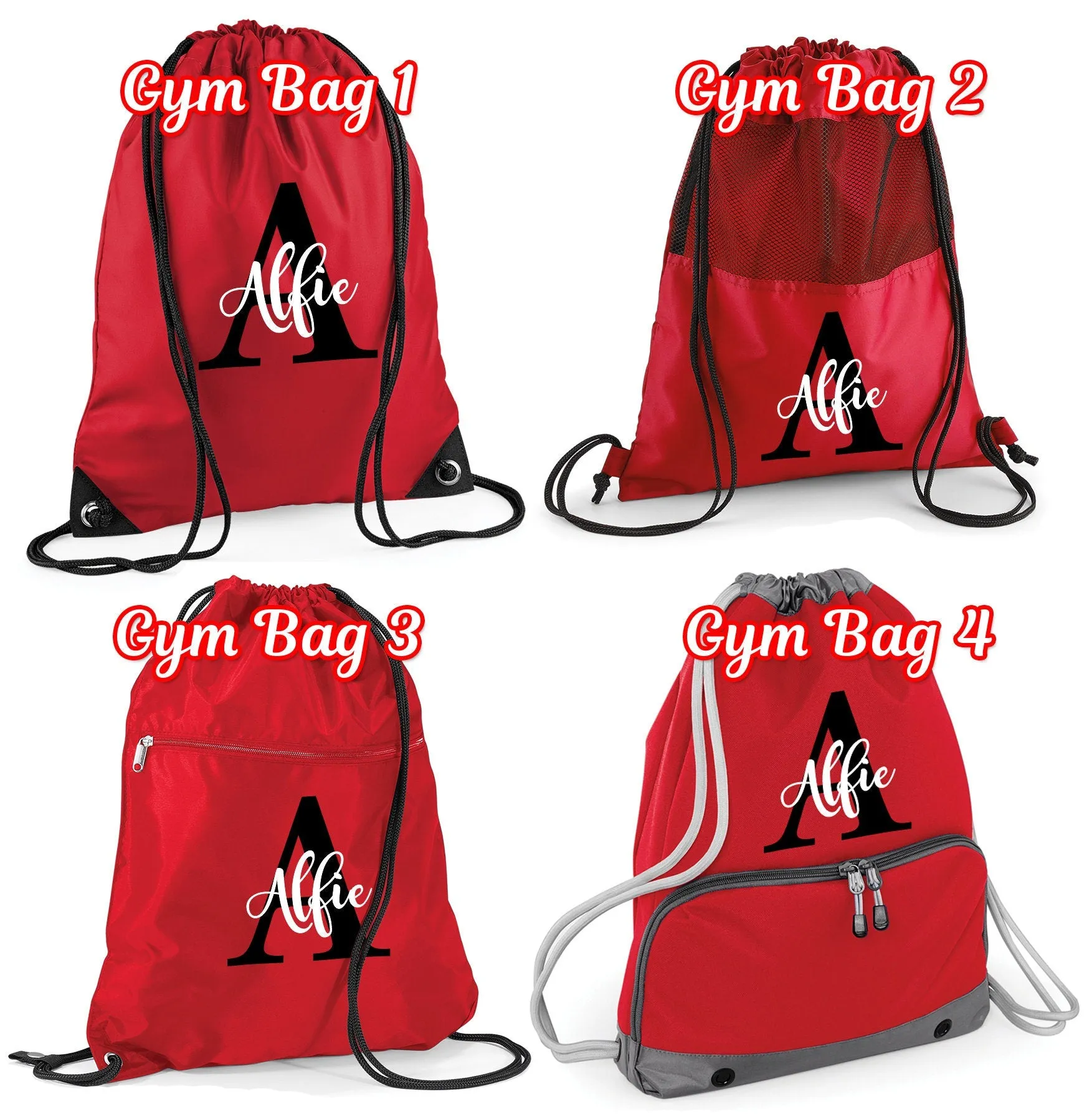 Personalised Backpack Name Initial Book Bag Pencil Case Water Bottle Gymsac PE Bag Boot Shoe Bag Wallet Messenger Bag Waistpack 