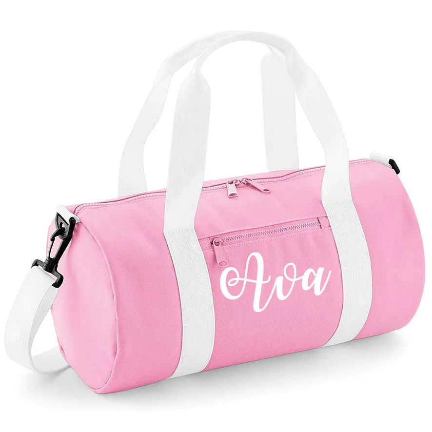 Personalised Mini Barrel Bag Kit Bag Boot Bag Drawstring Bag Sports Bag Gym Kit Bag Swimming Bag Dance Bag Ballet Bag