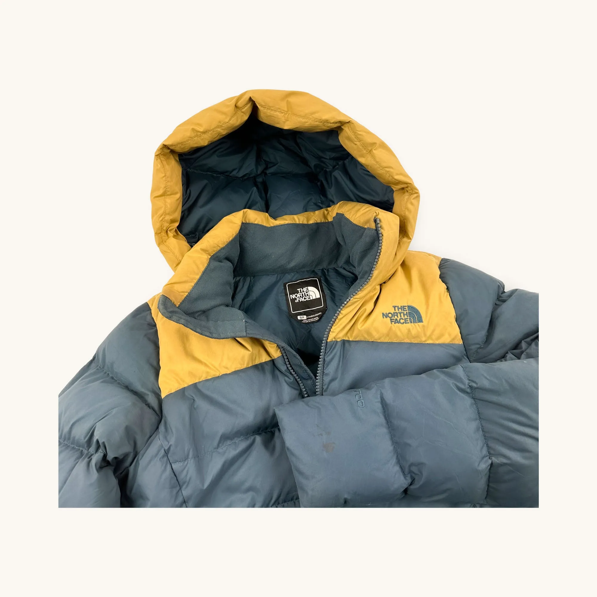 Petrol Blue The North Face Long Puffer Jacket Coat (S)