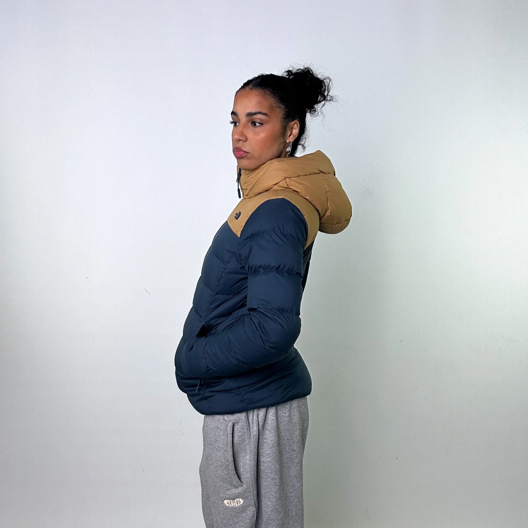 Petrol Blue The North Face Long Puffer Jacket Coat (S)