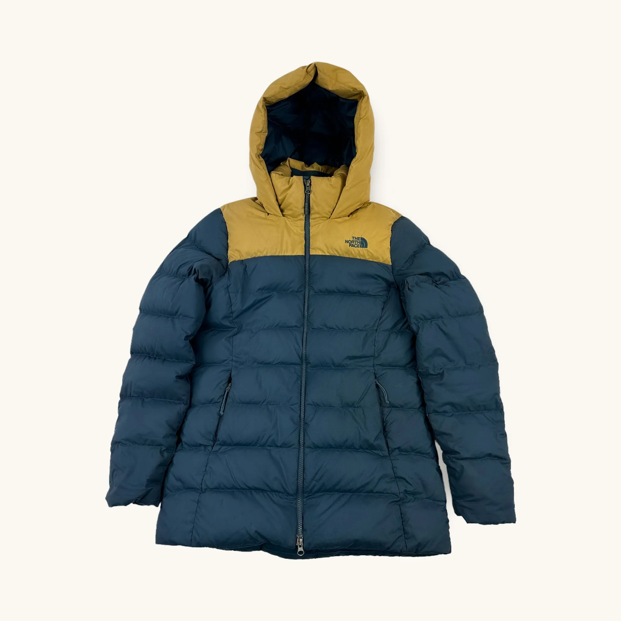 Petrol Blue The North Face Long Puffer Jacket Coat (S)