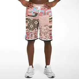 Pink Geo Patchwork Basketball Shorts