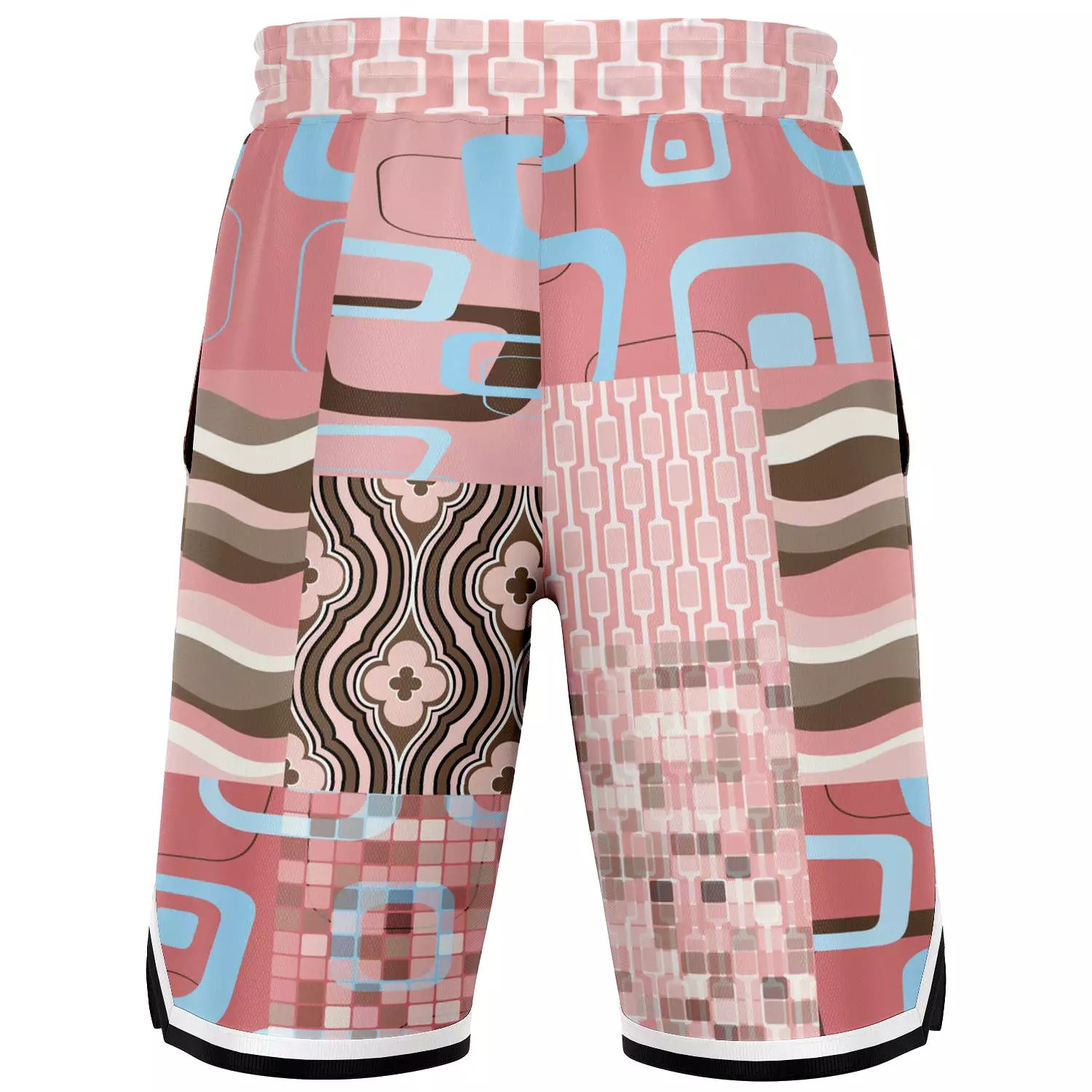 Pink Geo Patchwork Basketball Shorts