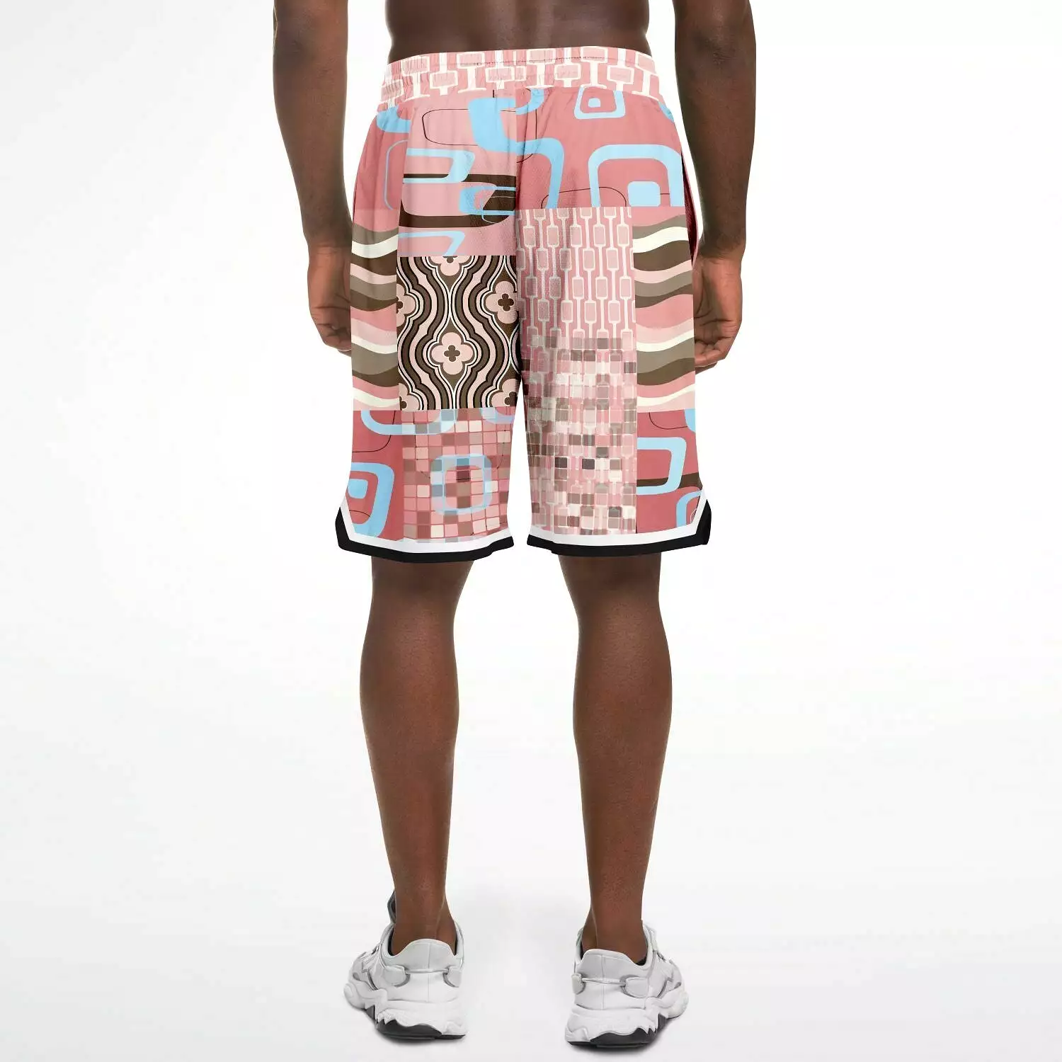 Pink Geo Patchwork Basketball Shorts