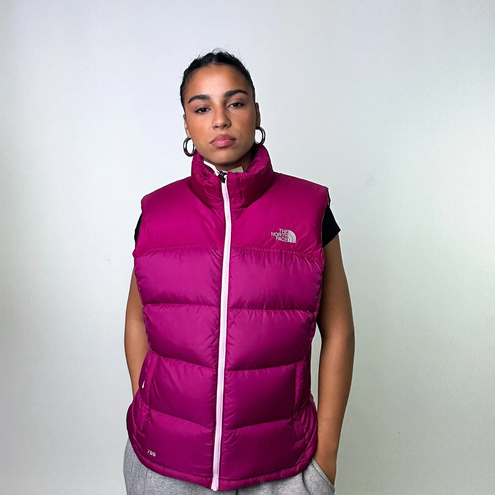 Pink Purple The North Face Nuptse 700 Puffer Jacket Gilet (XL)