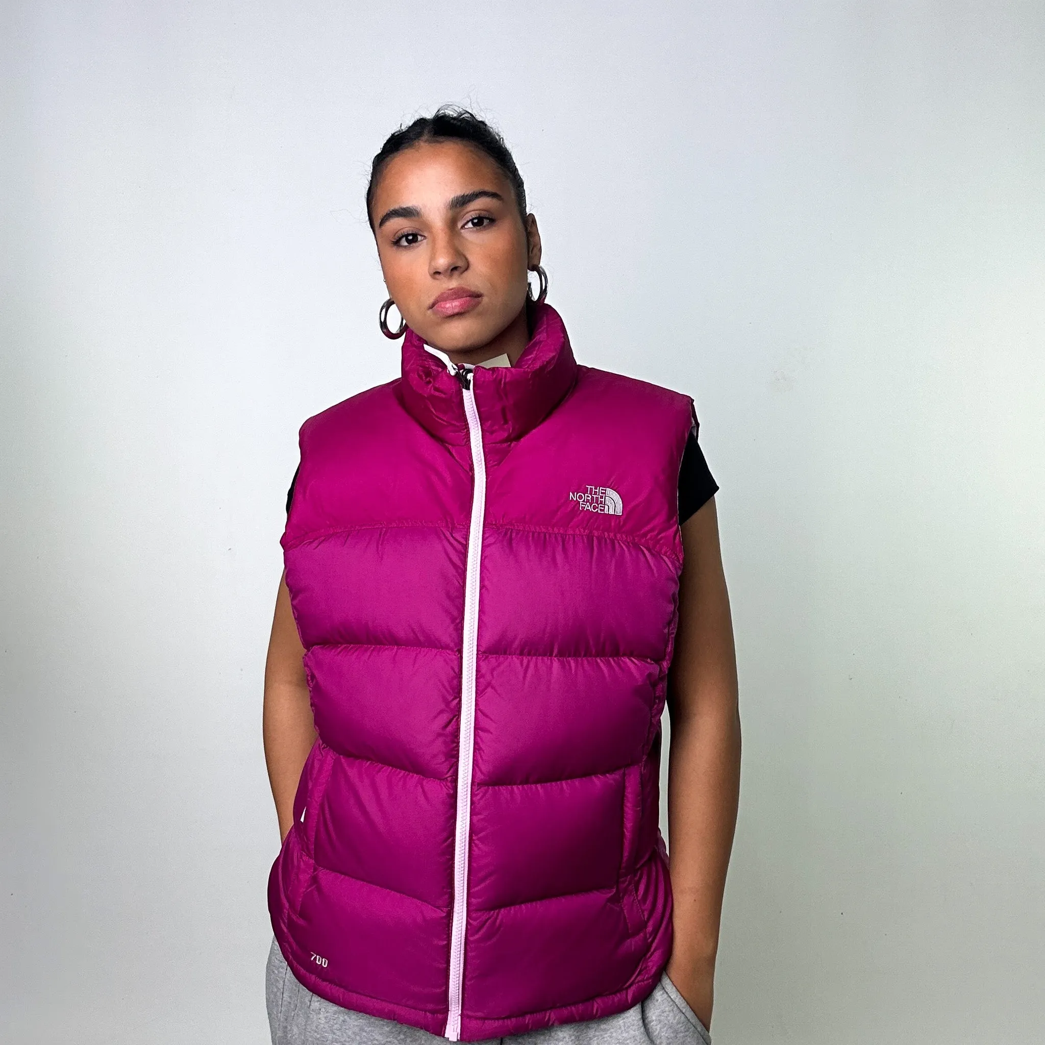 Pink Purple The North Face Nuptse 700 Puffer Jacket Gilet (XL)