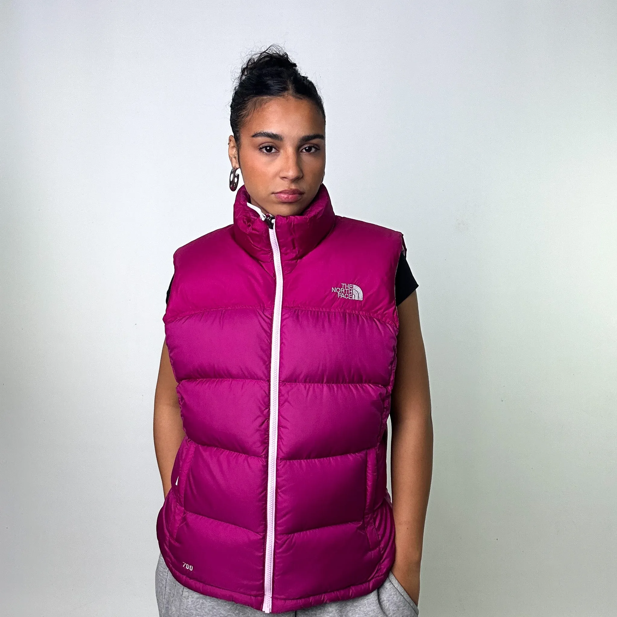 Pink Purple The North Face Nuptse 700 Puffer Jacket Gilet (XL)