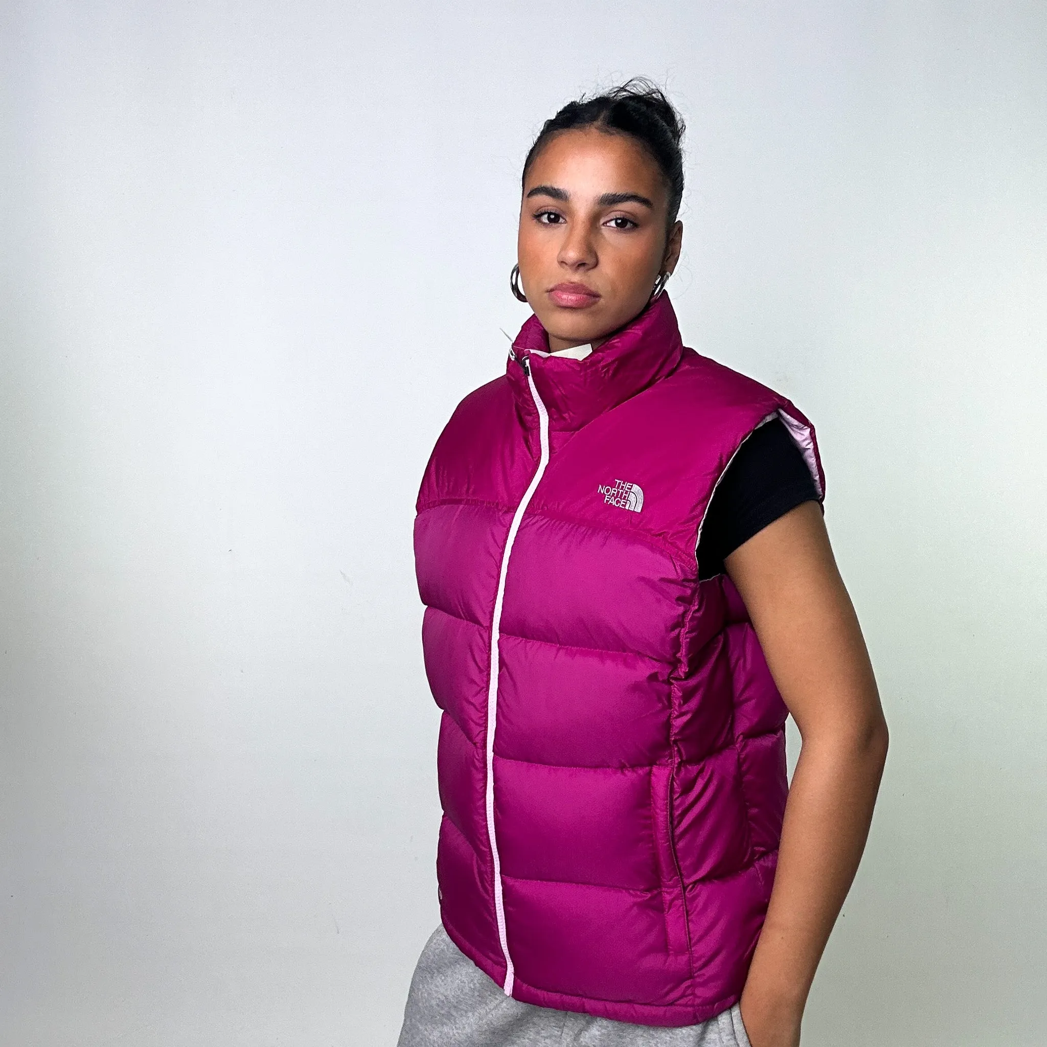 Pink Purple The North Face Nuptse 700 Puffer Jacket Gilet (XL)