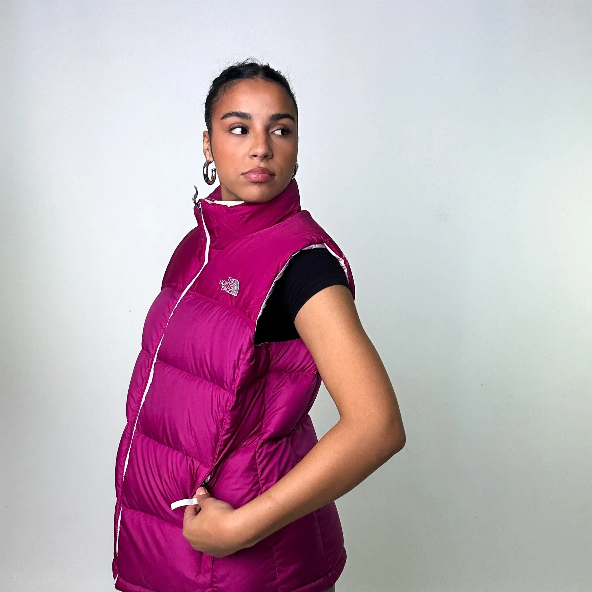 Pink Purple The North Face Nuptse 700 Puffer Jacket Gilet (XL)