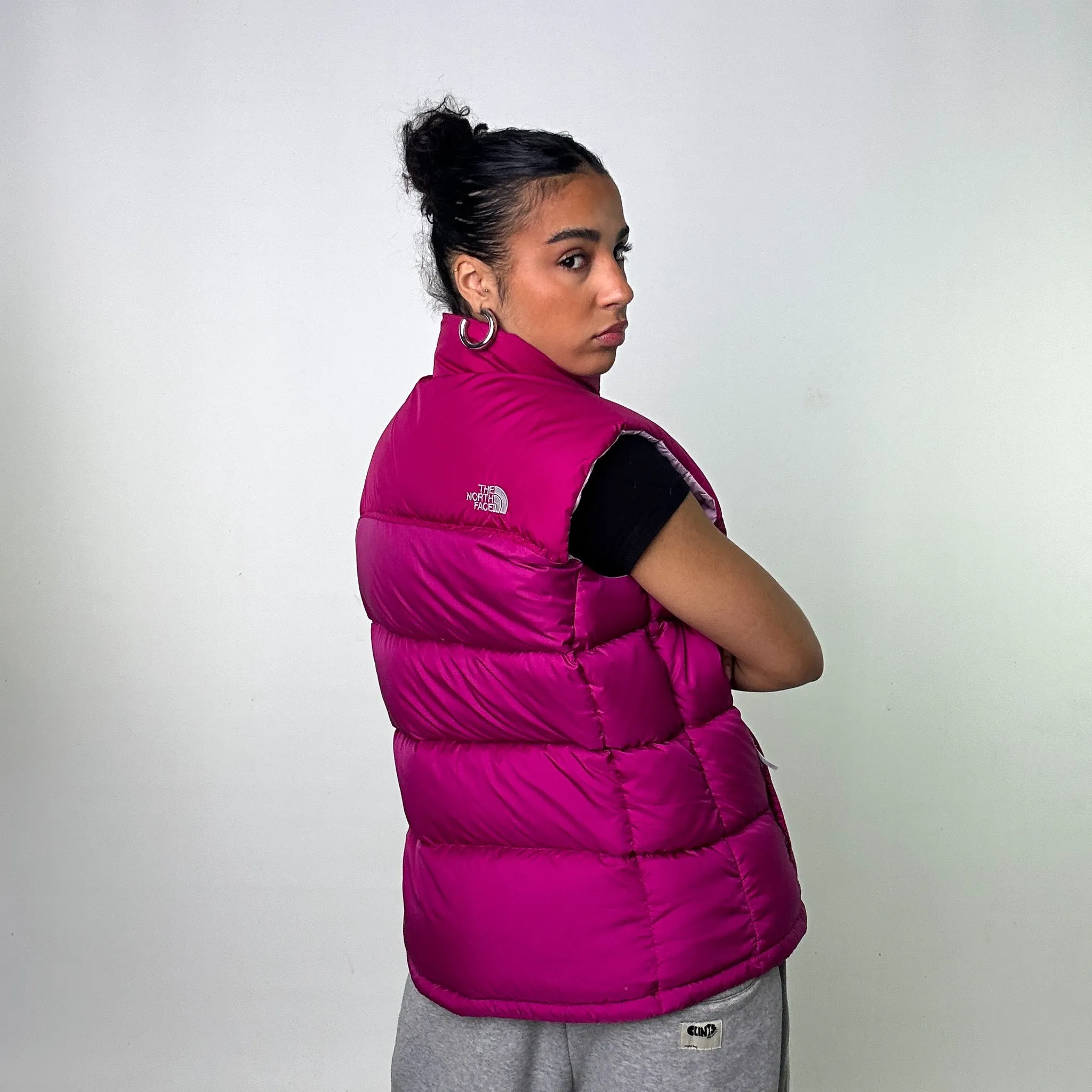 Pink Purple The North Face Nuptse 700 Puffer Jacket Gilet (XL)