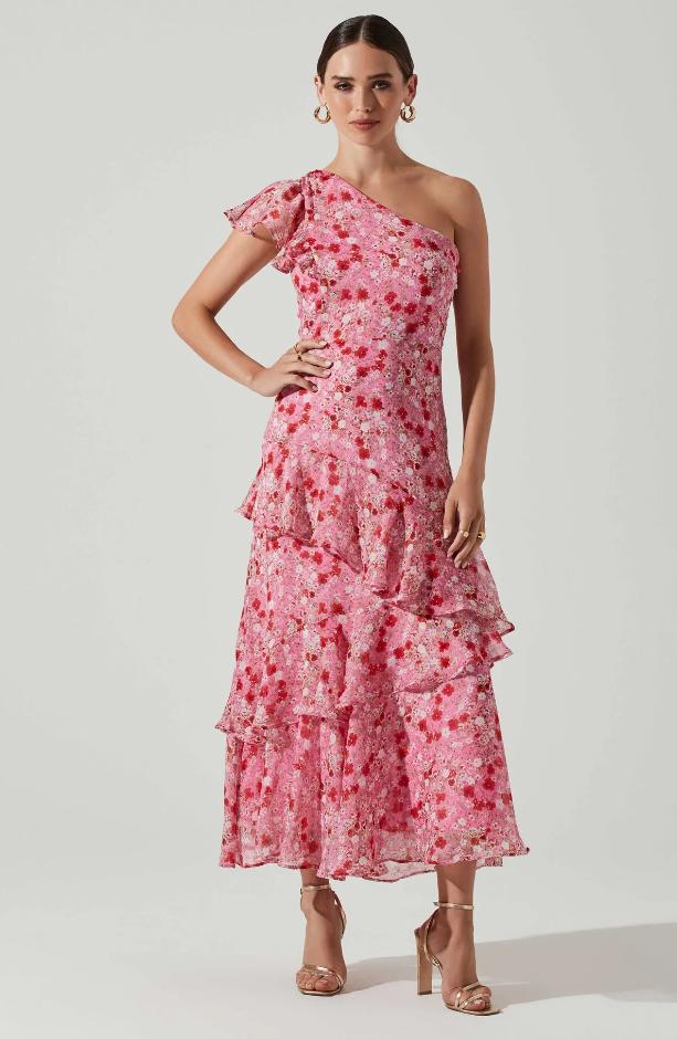 Pink Red Floral Victoriana Dress