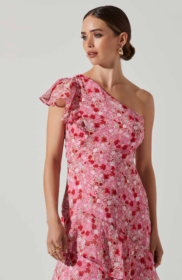 Pink Red Floral Victoriana Dress