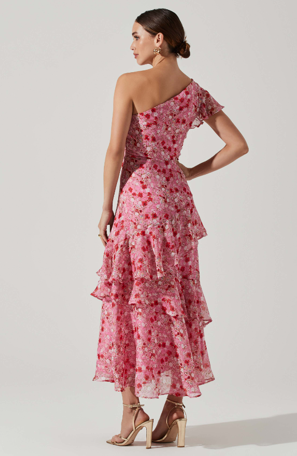 Pink Red Floral Victoriana Dress