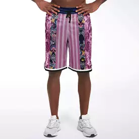 Purple Jamboree Striped Basketball Shorts