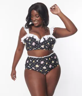 Pusheen x Unique Vintage Plus Size Pool Time Cape May Swim Bottoms