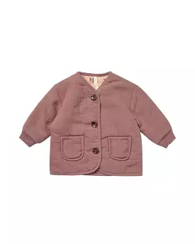 Quincy Mae - Fig Quilted V Neck Button Jacket