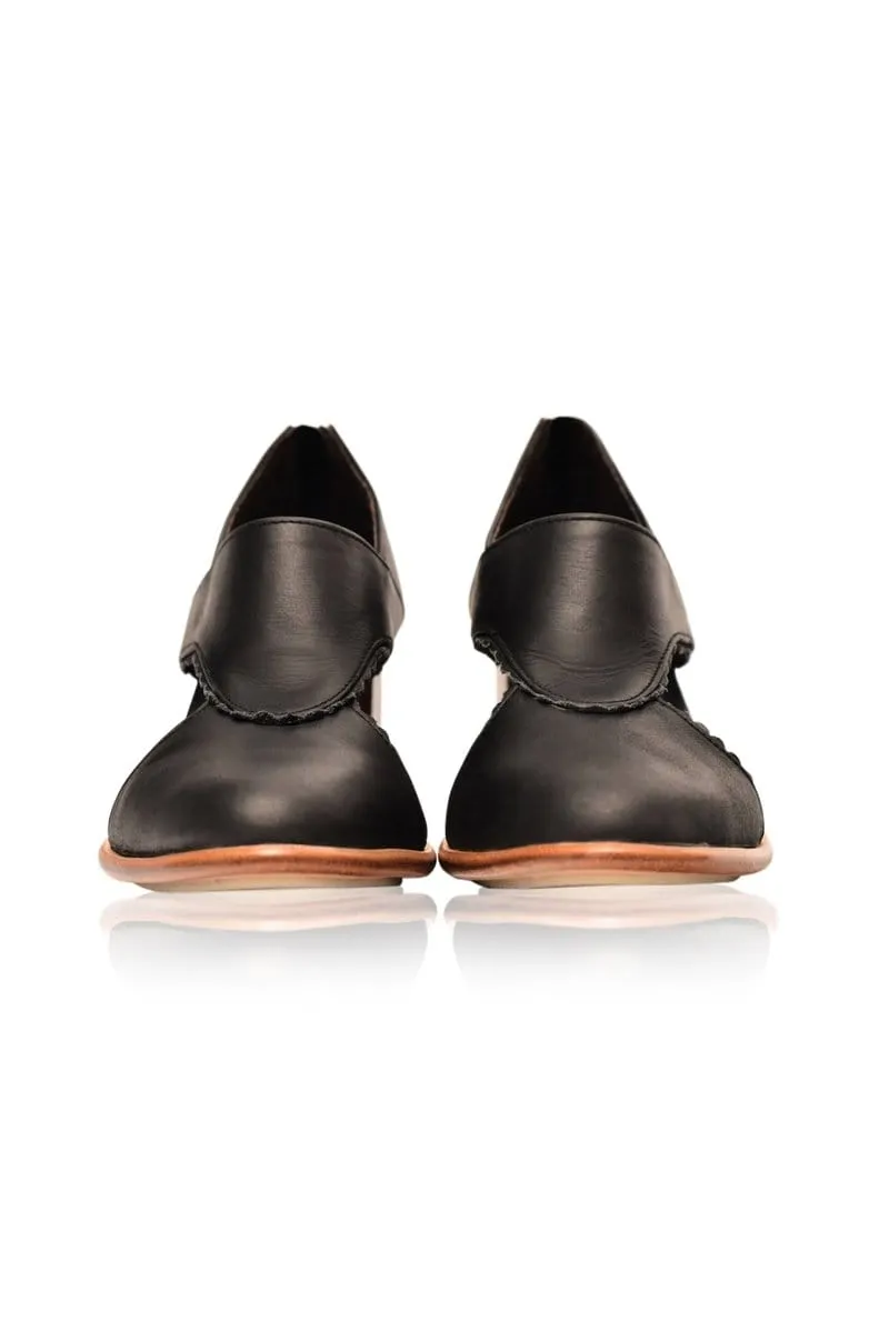 Rain Kiss Leather Booties in Black