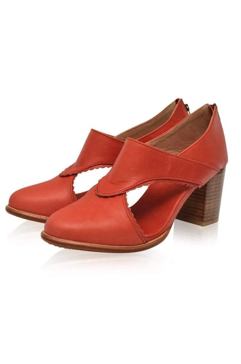 Rain Kiss Leather Booties in Vintage Red