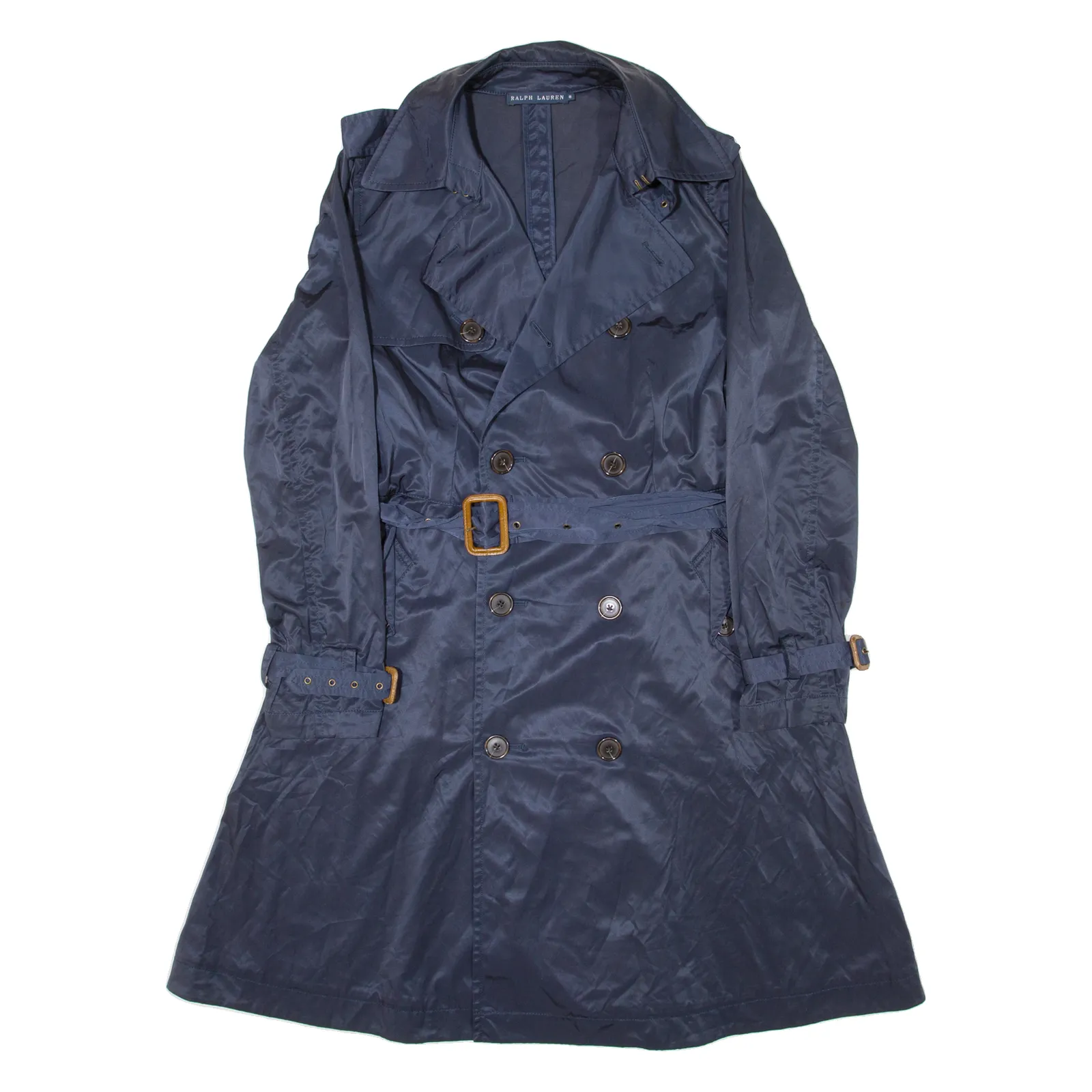 RALPH LAUREN Womens Trench Coat Blue M