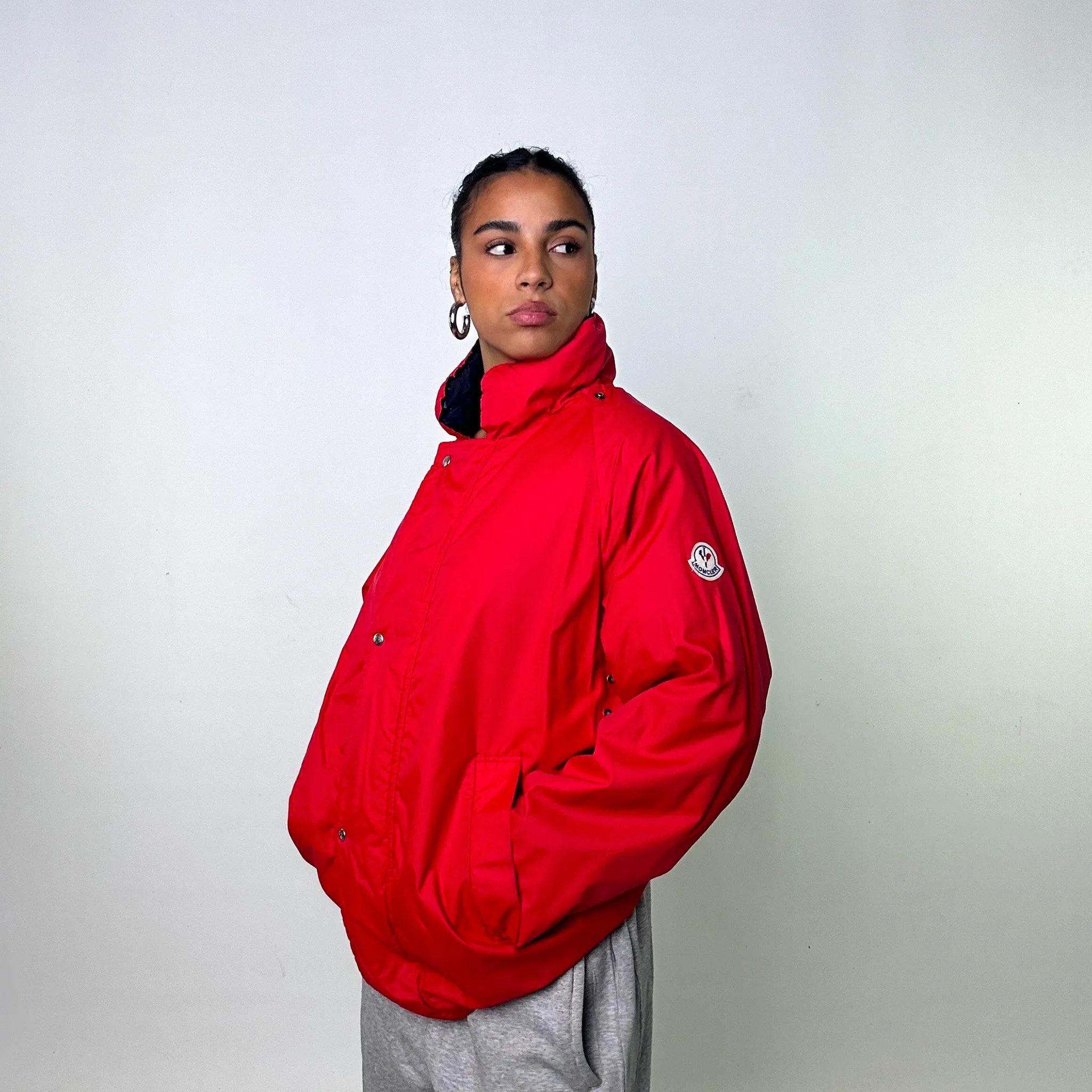 Red 80s Moncler Grenoble Puffer Jacket Coat (L)