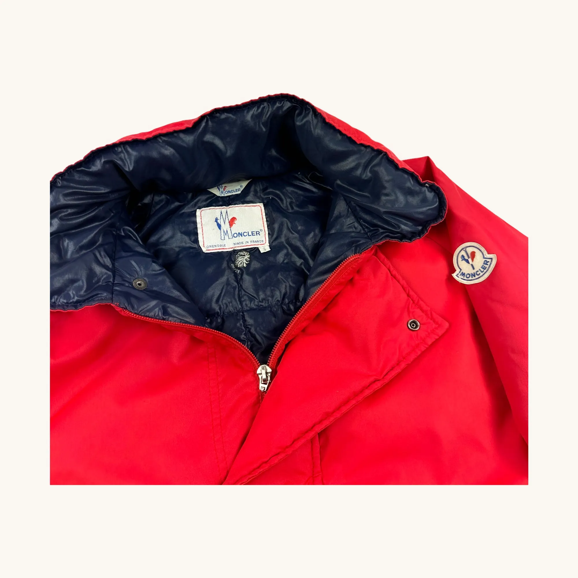 Red 80s Moncler Grenoble Puffer Jacket Coat (L)