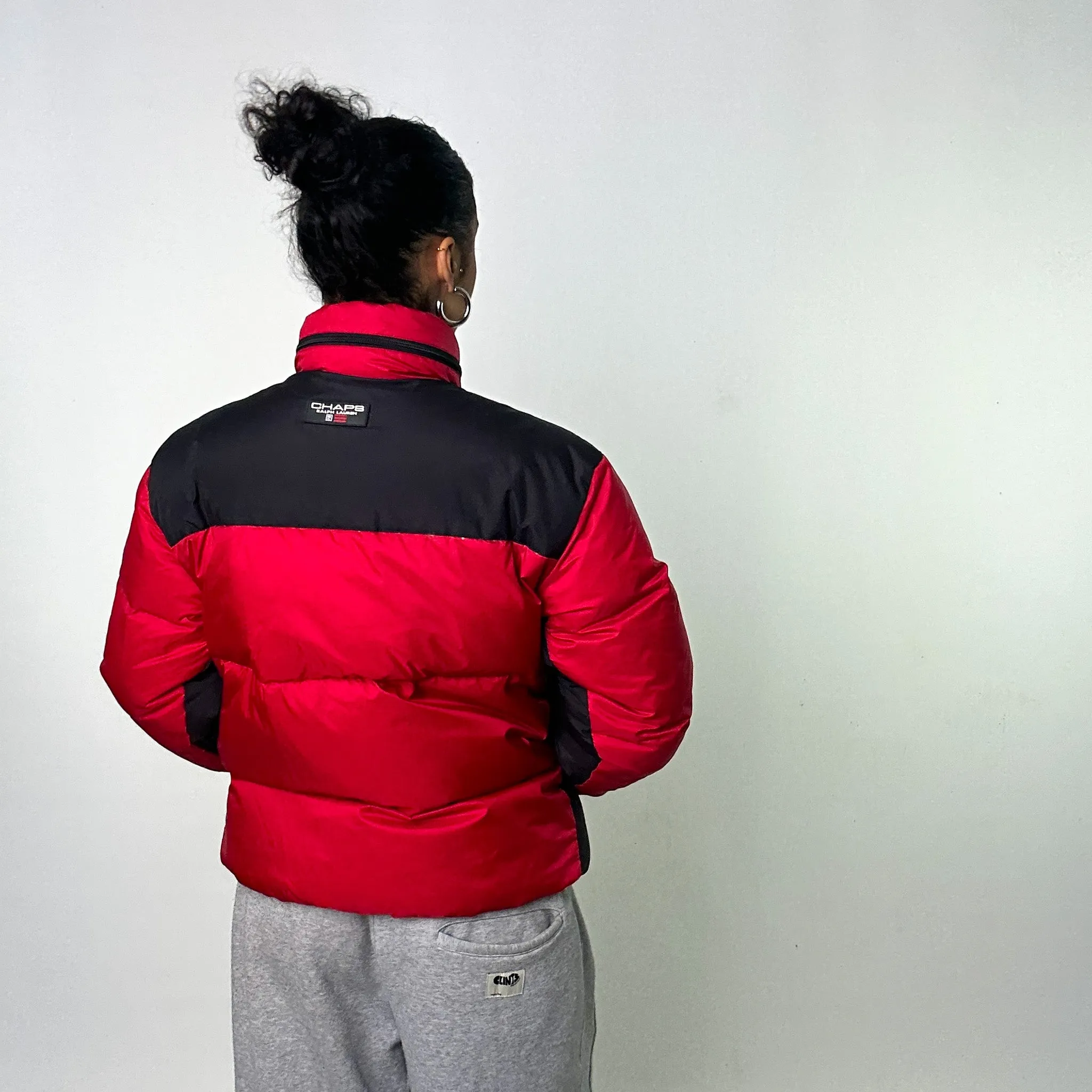 Red 90s Chaps Ralph Lauren Puffer Jacket Coat (M)