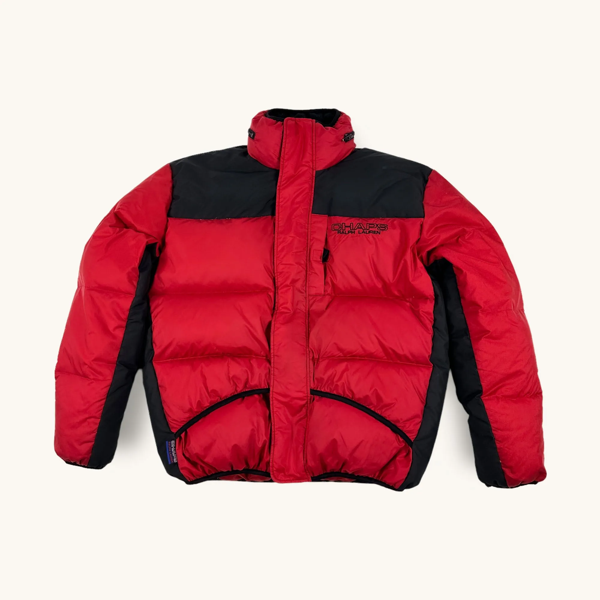 Red 90s Chaps Ralph Lauren Puffer Jacket Coat (M)