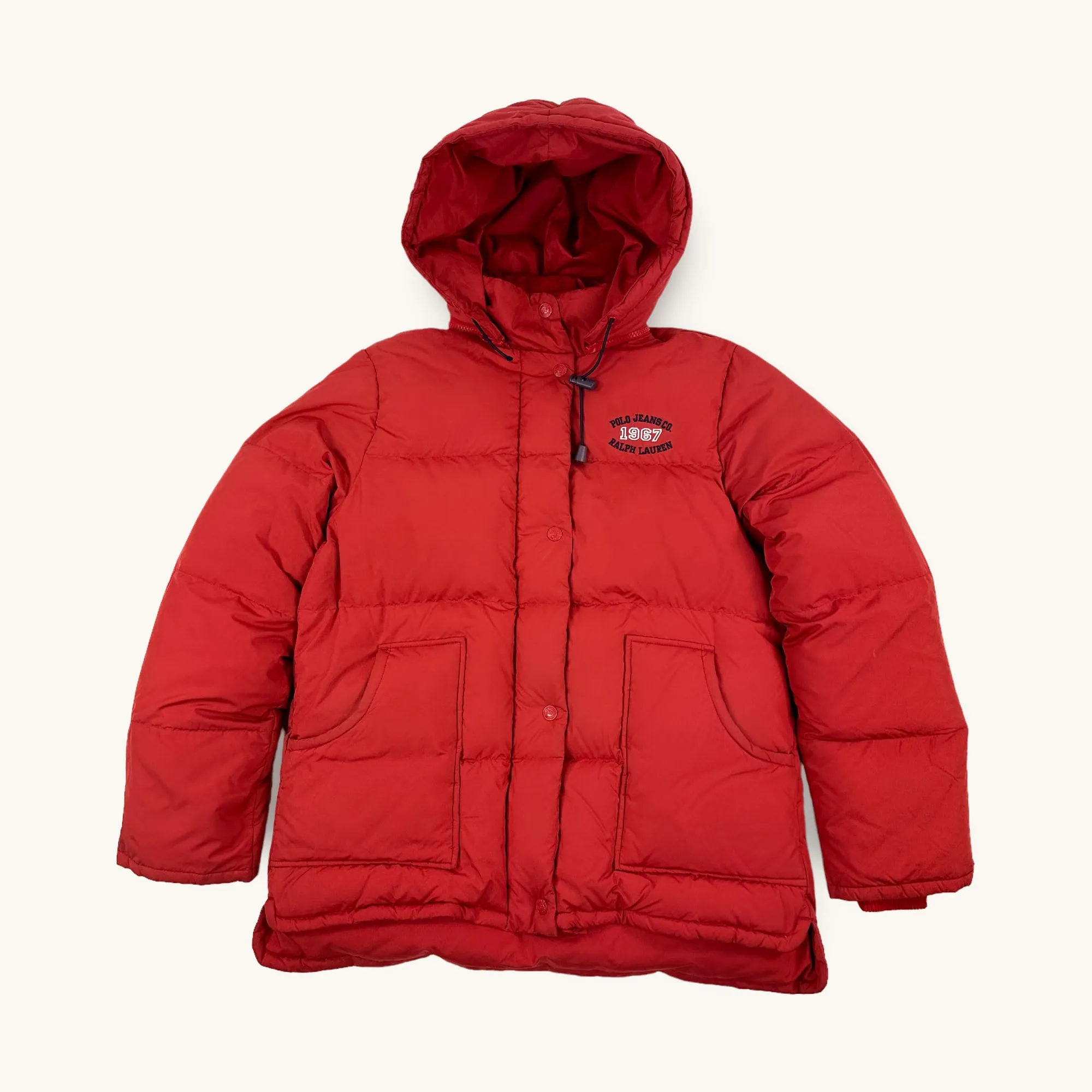 Red 90s Polo Jeans Ralph Lauren Puffer Jacket Coat (M)