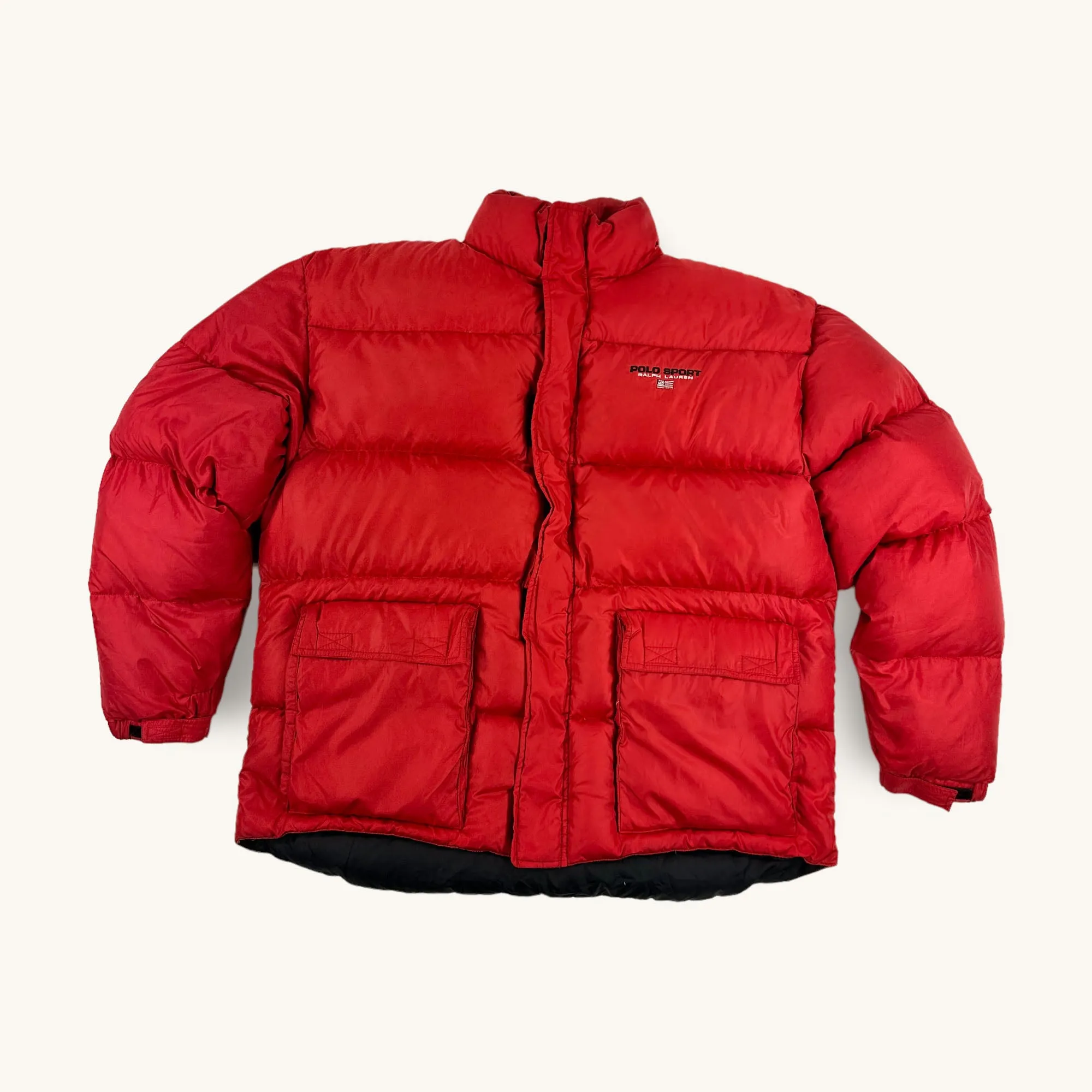 Red 90s Polo Sport Ralph Lauren Puffer Jacket Coat (L/XL)