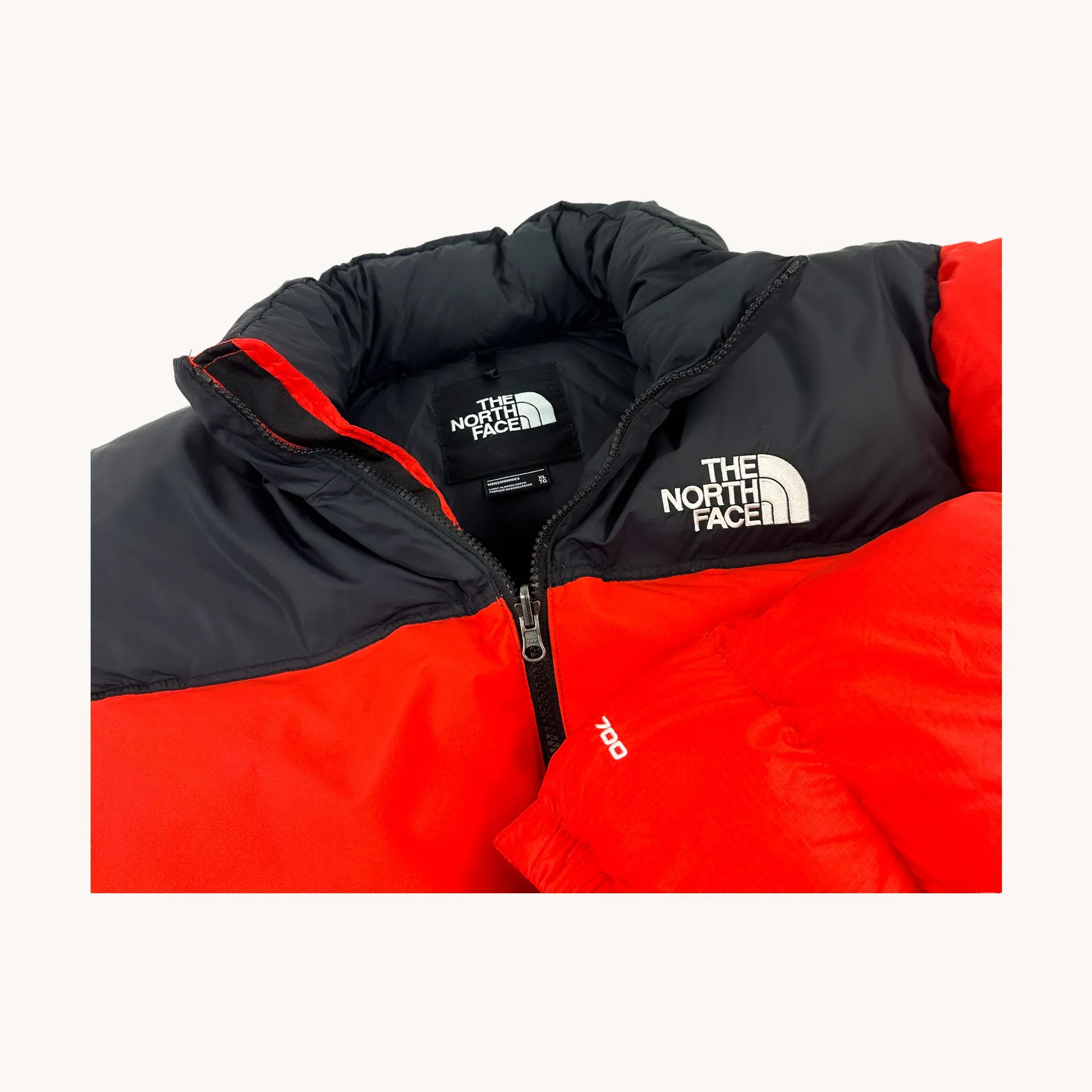 Red Black The North Face 700 Puffer Jacket Coat (XL)