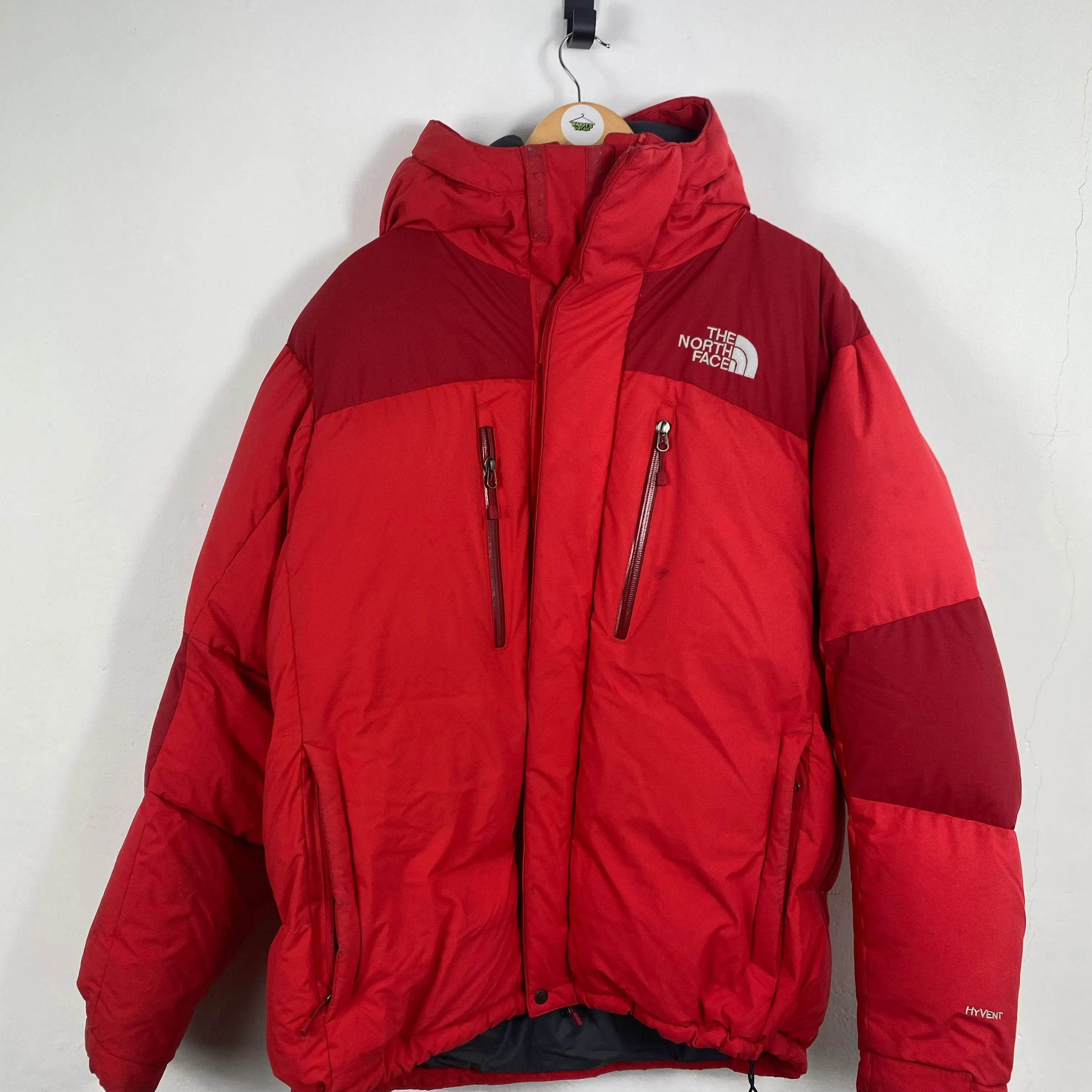 Red north face puffer jacket XL